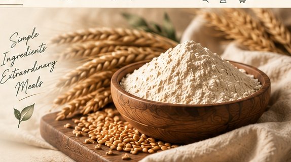 Milled flour bowl and wheat